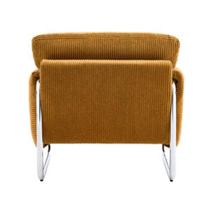 Fauteuil vintage velours côtelé armature chromée VINTAGE