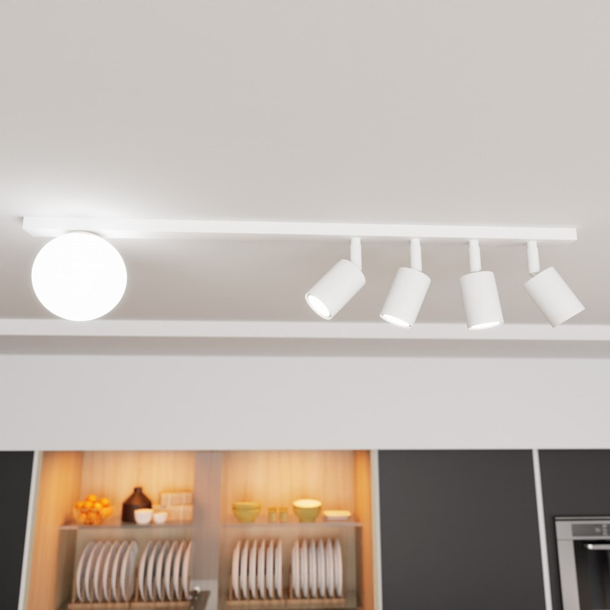 Lampada a sospensione Baster in acciaio bianco