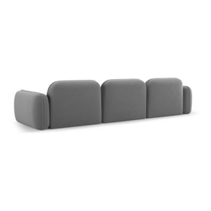 Canapé modulable "Lucien" 4 places en velours gris clair