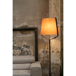 STOOD Lámpara pie de salon negro y madera