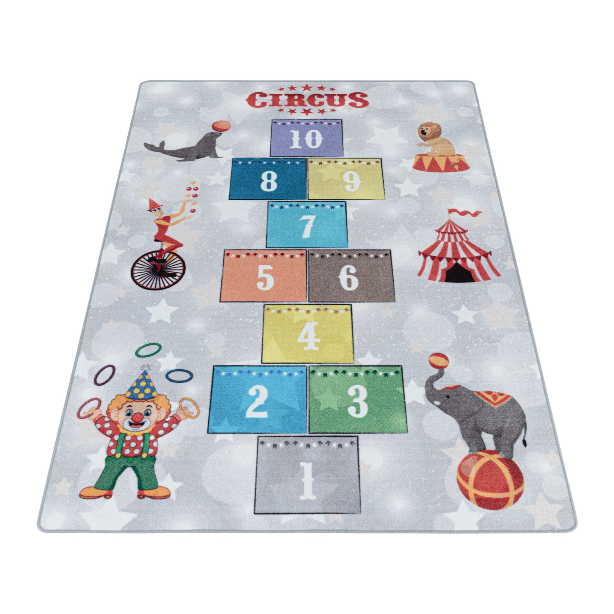 PLAY - Tapis enfant marelle cirque gris - PLA2909GRI