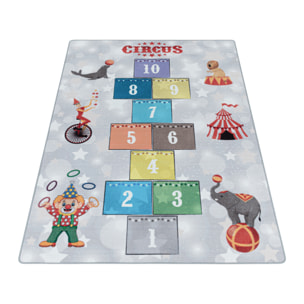 PLAY - Tapis enfant marelle cirque gris - PLA2909GRI