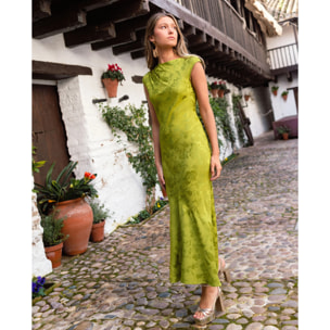 Vestido midi jacquard sin mangas