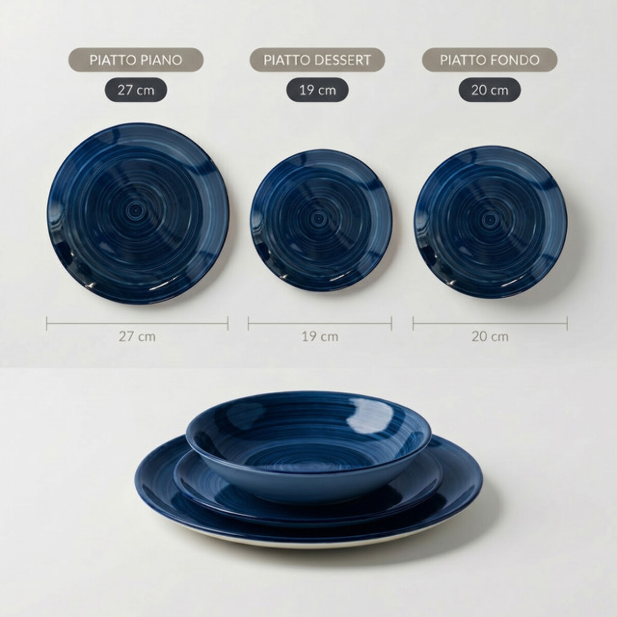 Servizio Tavola da 18 Piatti in Ceramica, lavabile in lavastoviglie e adatto a microonde, Intrecci