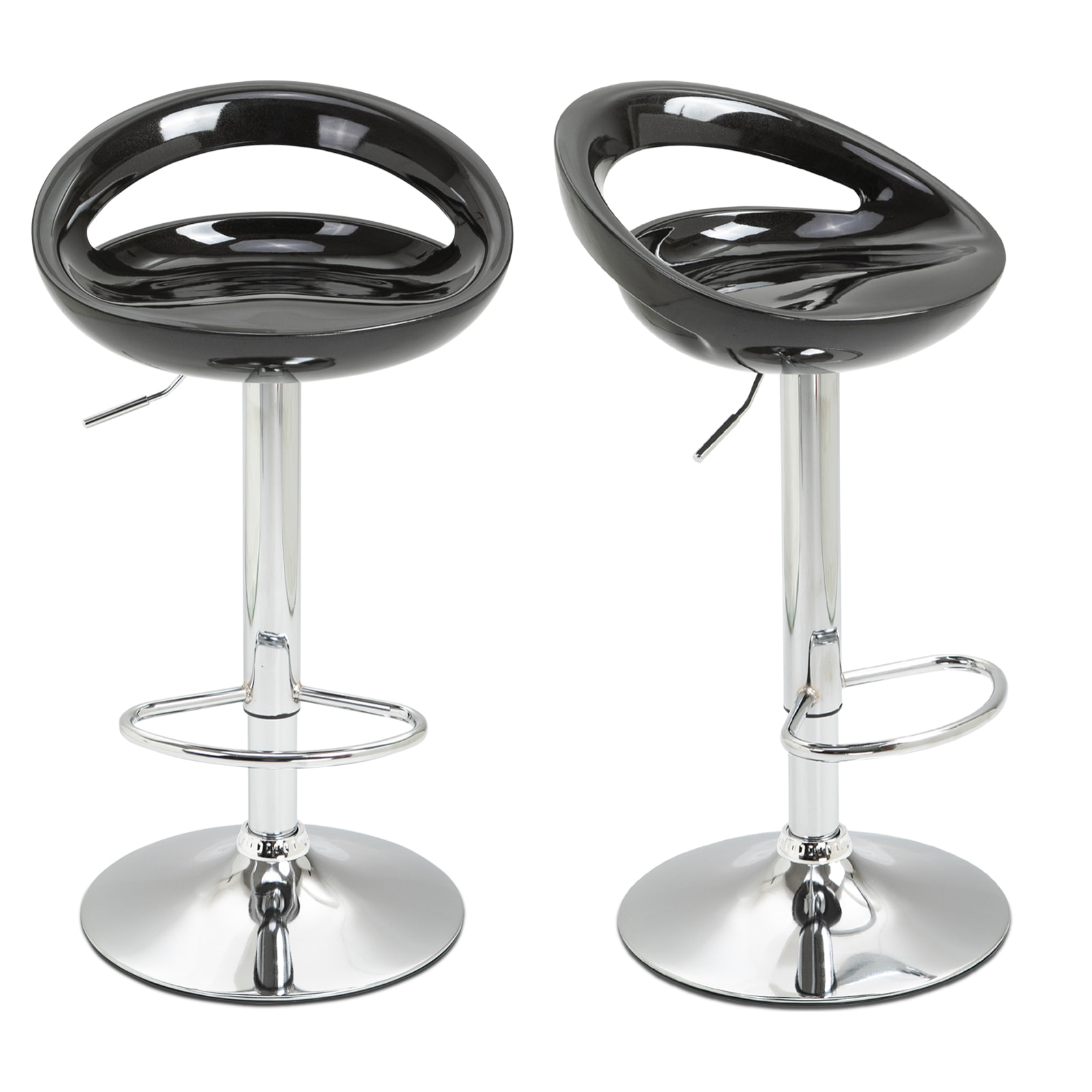 Lot de 2 tabourets de bar design réglable pivotant repose-pieds intégré noir