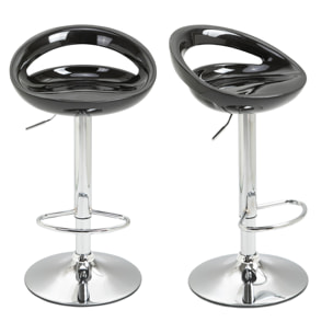 Lot de 2 tabourets de bar design réglable pivotant repose-pieds intégré noir