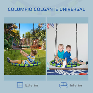 Columpio Infantil Nido con Altura Ajustable Columpio Redondo de Árbol para Niños de 3-8 Años Carga 150 kg para Exterior Ø100x120-180 cm Azul