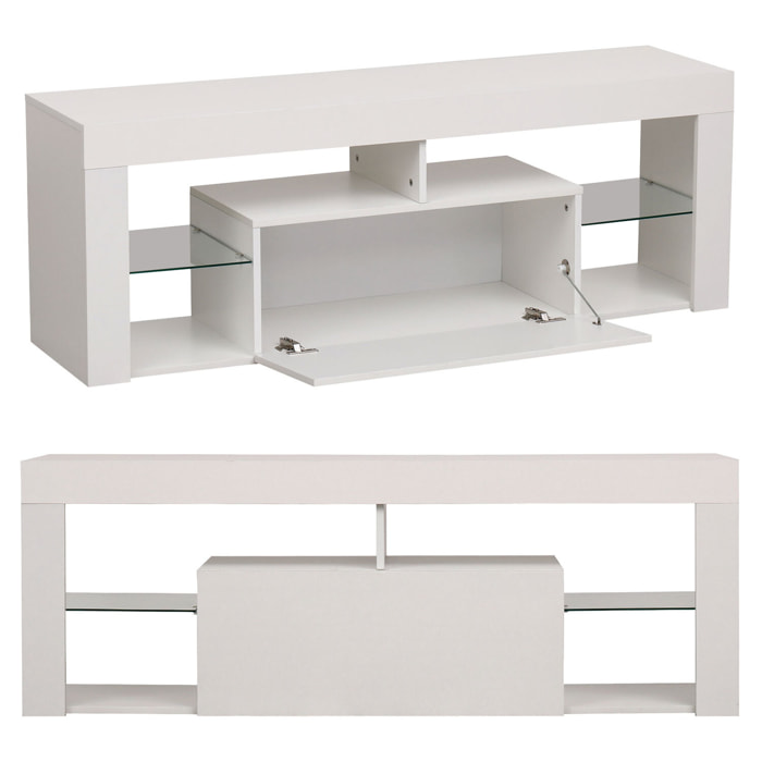 Meuble TV 140cm blanc à LED DARYL
