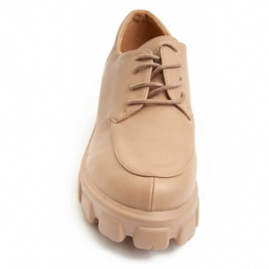 Zapato De Plataforma Oxford - Beige - Altura: 5 Cm