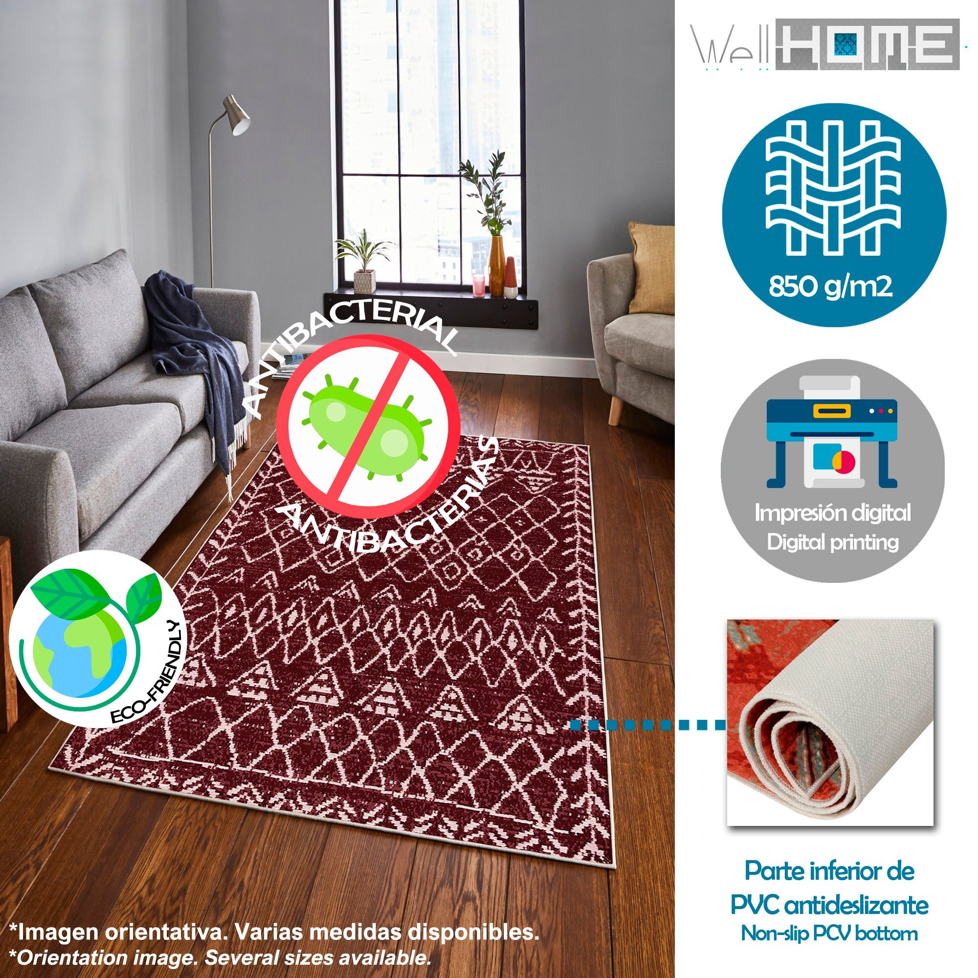 Alfombra de Poliester estampada 140 x 220cm