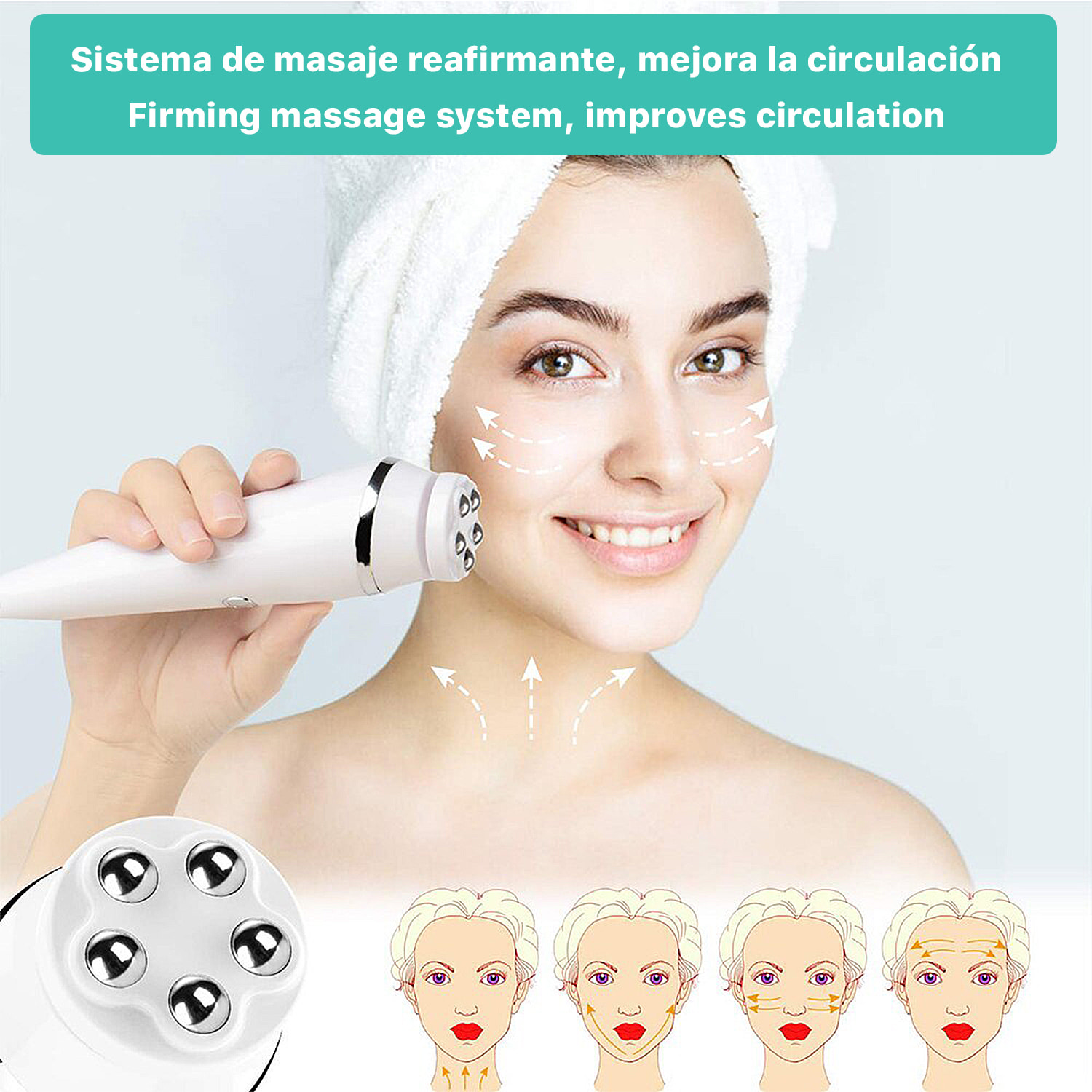 Instrumento de belleza 4 en 1. Cepillo de limpieza facial avanzado.