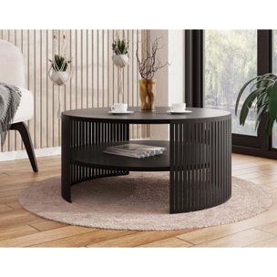 Cruz - table basse ronde - noir - 1 niche - 75 cm - Noir