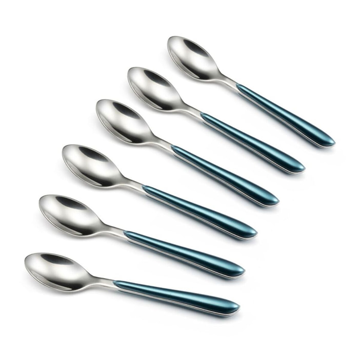 Solstice Azul Metalizado - Set de 6 cucharillas de café