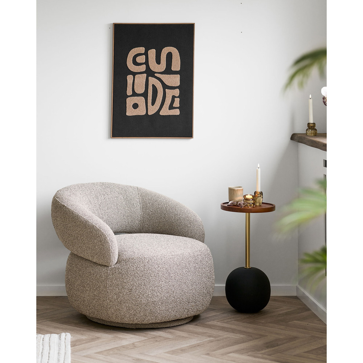 Decorazione murale Tine in poliestere tufted nero e beige 50x70 cm