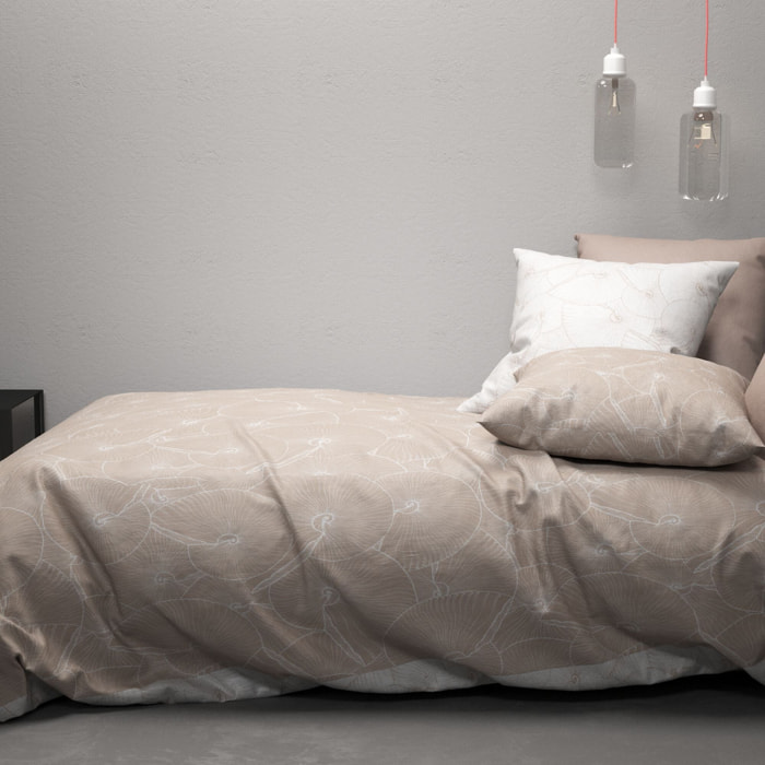 Parure Housse De Couette 3pcs 100% coton Lyocell 57fils Plage Revers.