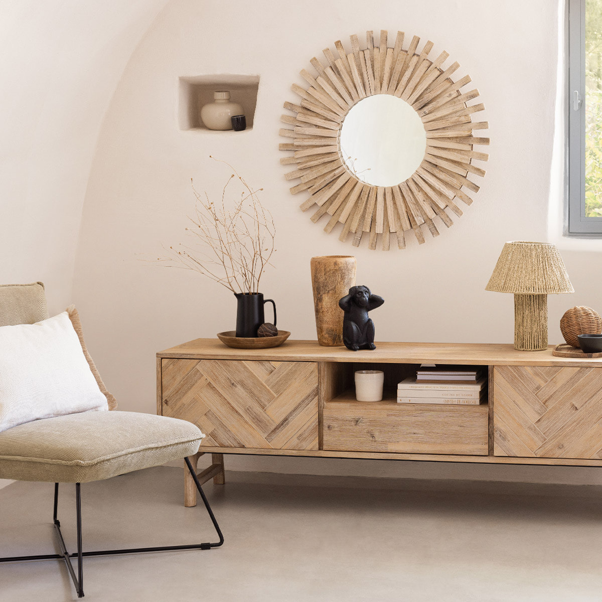 Miroir "Manon" - bois flotté D88 cm