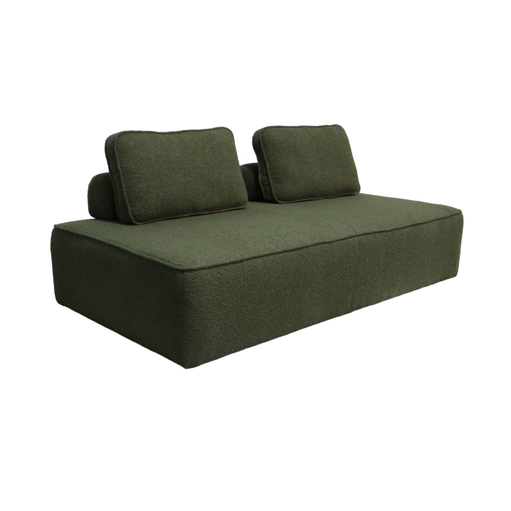 Chauffeuse pour canapé modulable tissu bouclette kaki 2 places Bao. L 180 x P 90 x H 74cm