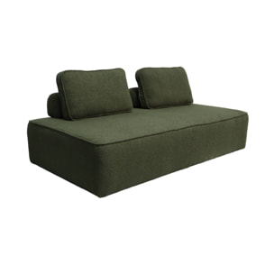 Chauffeuse pour canapé modulable tissu bouclette kaki 2 places Bao. L 180 x P 90 x H 74cm