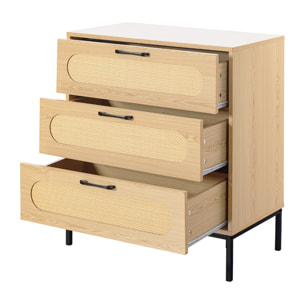 Nagato - commode - cannage et effet bois - 70 cm - Bois