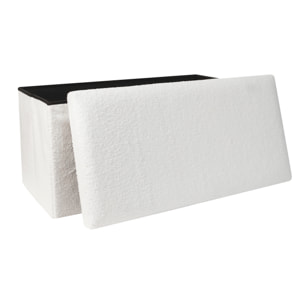 Coffre Banc Pliable Bouclette Blanc