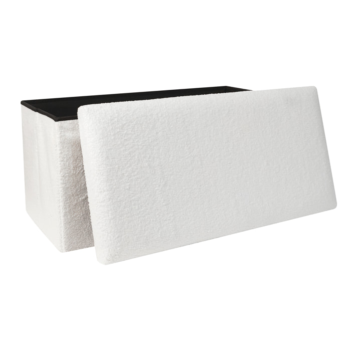 Coffre Banc Pliable Bouclette Blanc