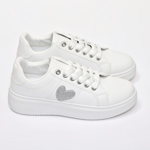 Sneakers in simil pelle con dettaglio strass