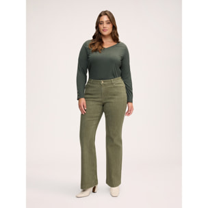 Fiorella Rubino - T-shirt in jersey con bottonicini sui polsisni - Verde militare