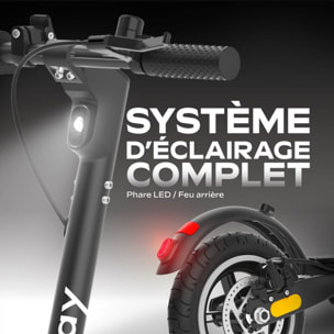 Trottinette électrique 85 - 25 km/h, 20 km d'autonomie, batterie 21,6V 7,8Ah, frein à disque, suspensions confort