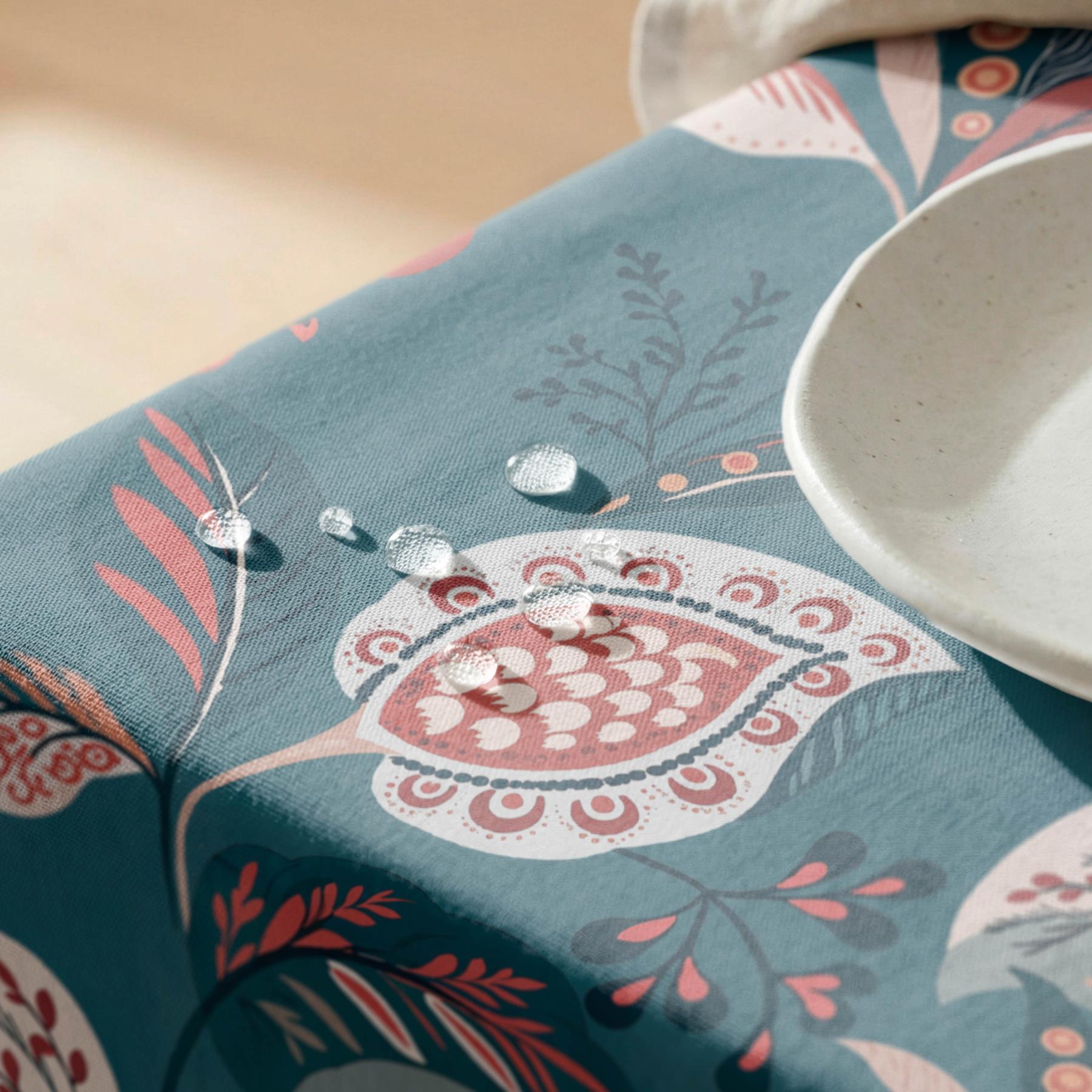 Nappe anti-taches OLEA LAGON - en 100 % coton