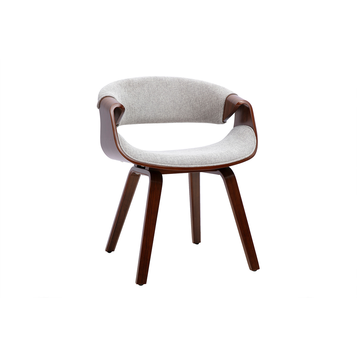 Chaise design en tissu effet velours texturé gris et bois foncé ARAMIS
