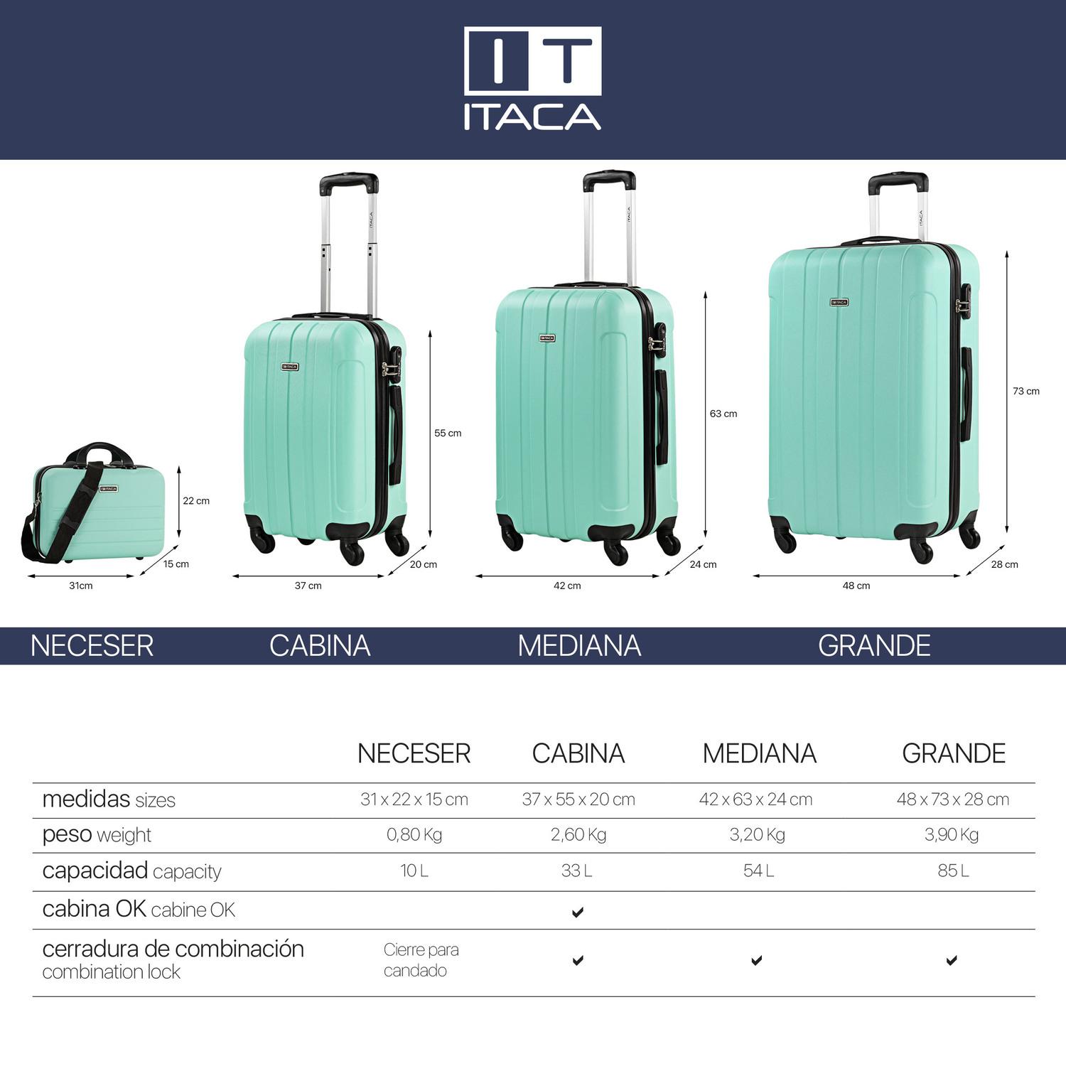 Trolley Mediano 60 Cms Y Neceser Itaca Diamond Menta