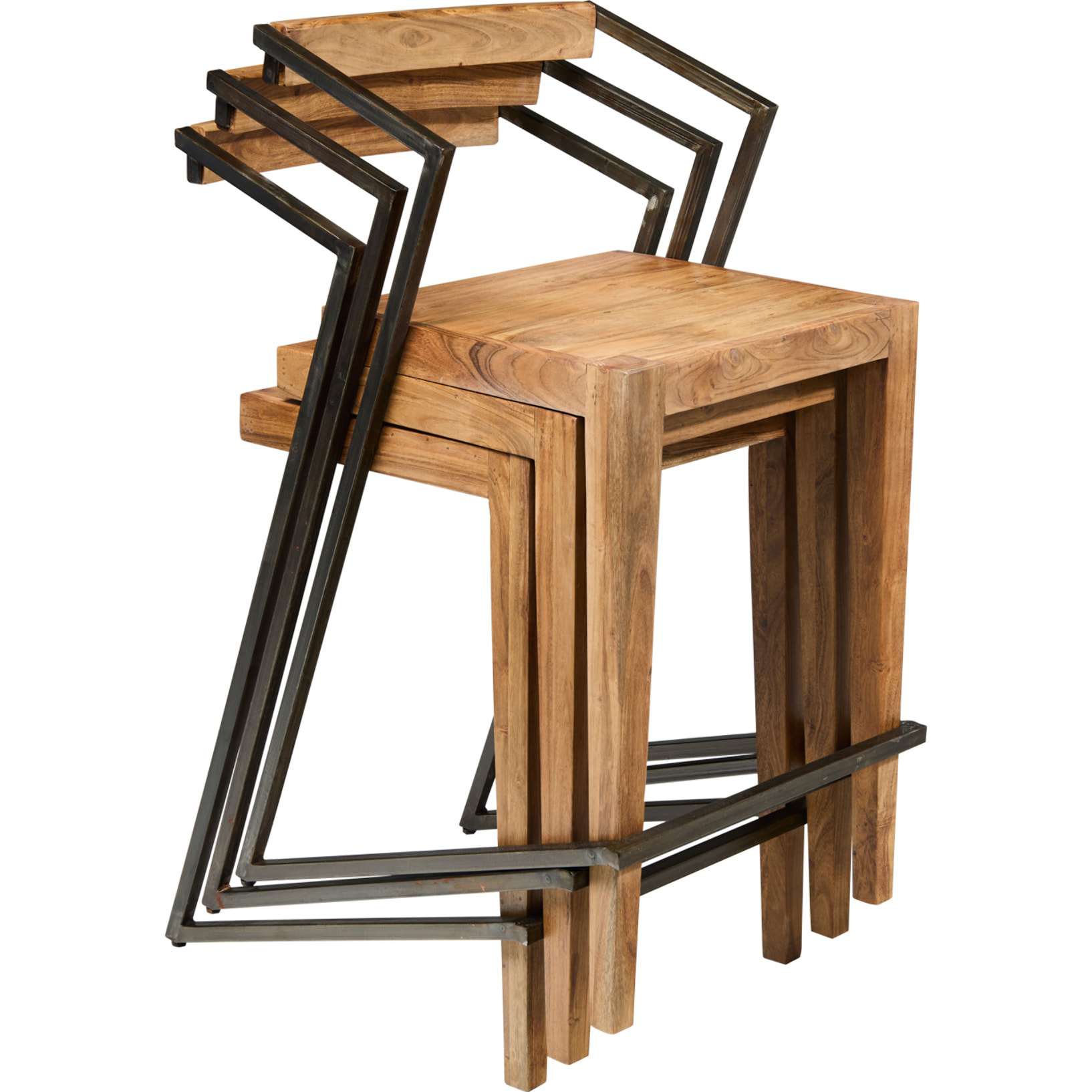 BOSTON - SGABELLO ALTO FERRO E LEGNO - misura 45x55x90 - SET 4 pezzi