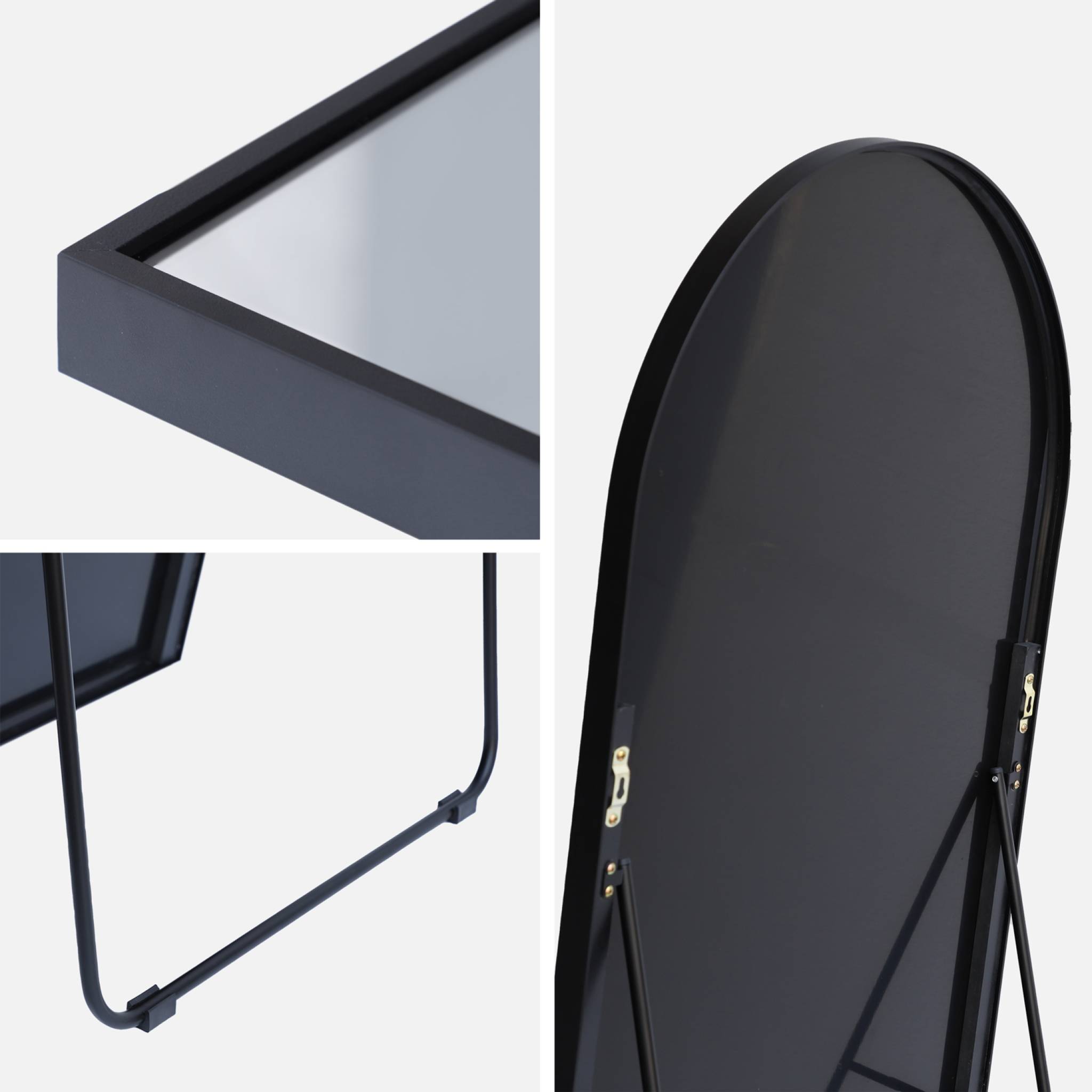 Miroir sur pied en aluminium 60 x 165 x 2.8 cm noir - Justin