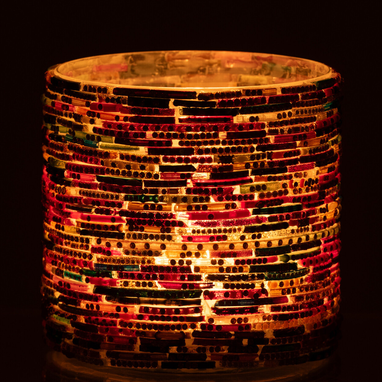 J-Line bougeoir Perles - verre - rose/or - medium