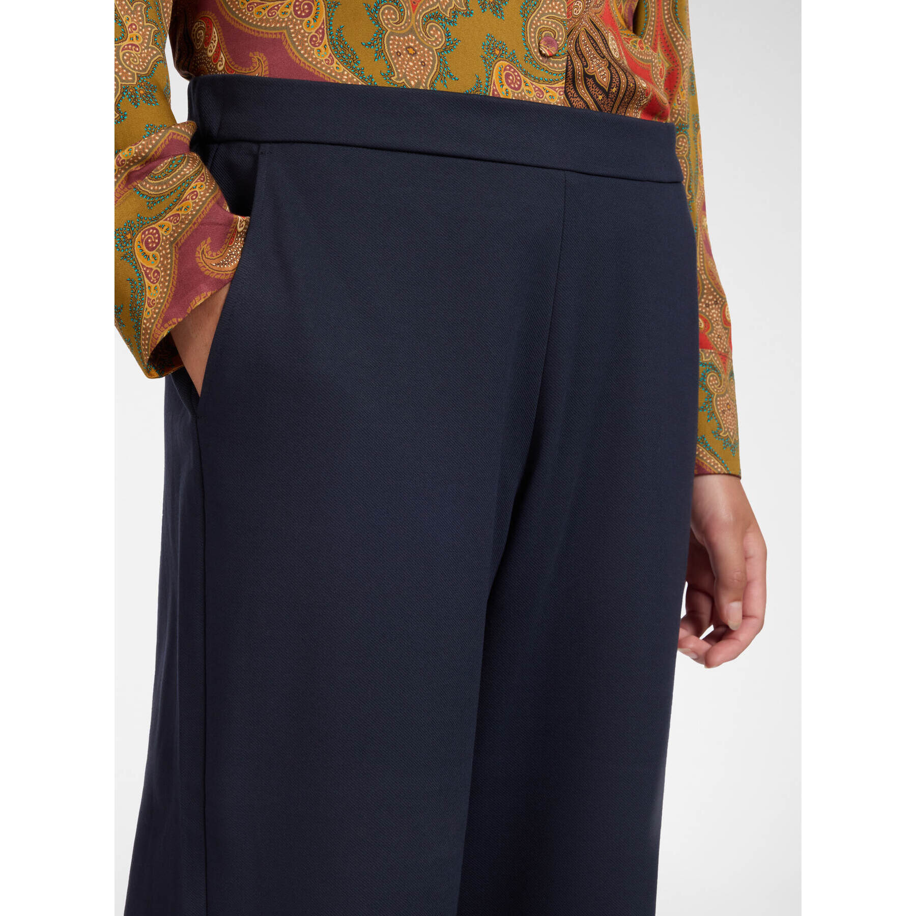 Elena Mirò - Pantaloni palazzo in misto viscosa - Blu