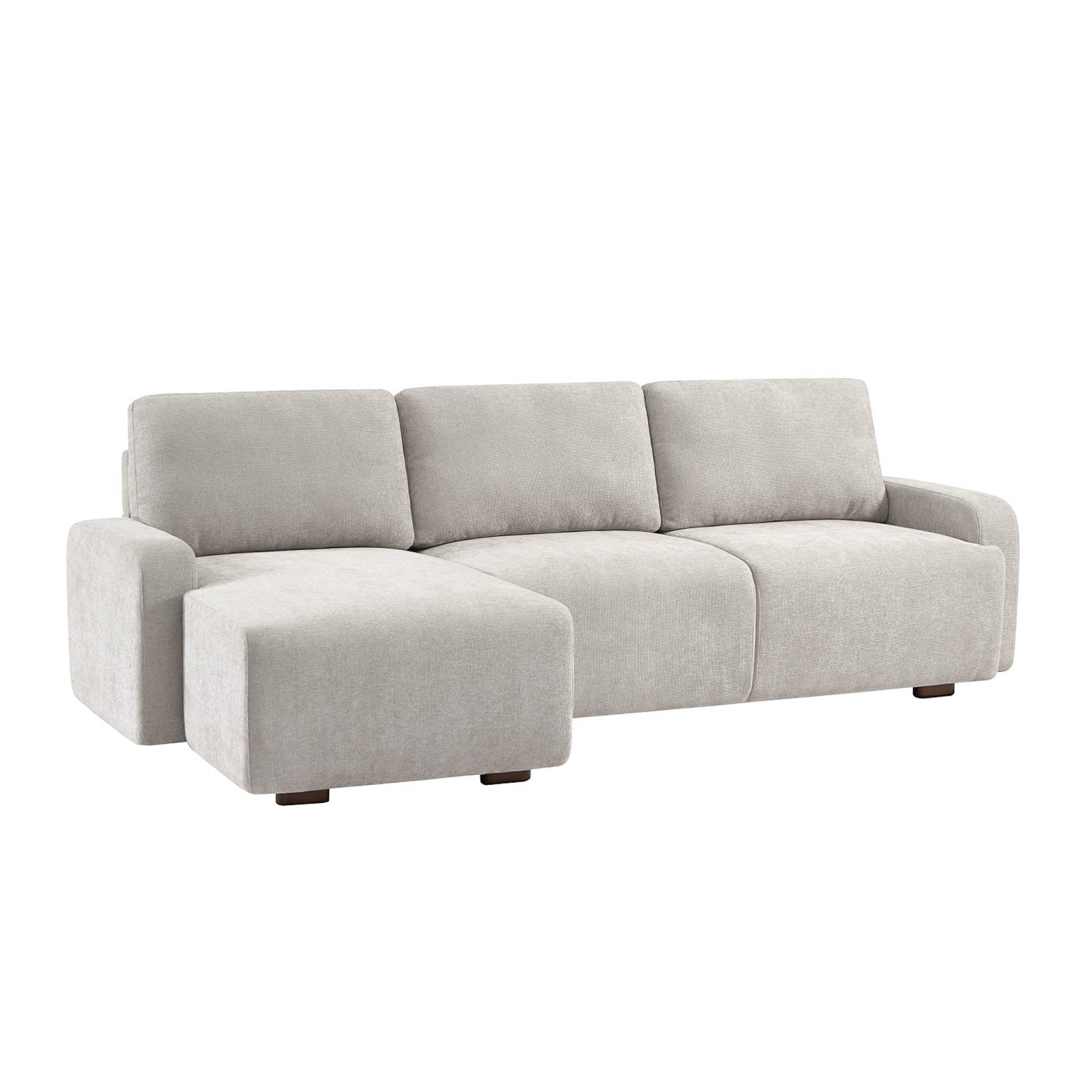 Canapé d'angle gauche 3 places tissu gris clair L 260 x P 88 / 139cm / x H 87cm - Dany