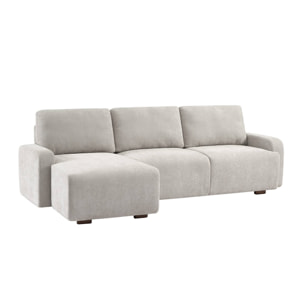 Canapé d'angle gauche 3 places tissu gris clair L 260 x P 88 / 139cm / x H 87cm - Dany