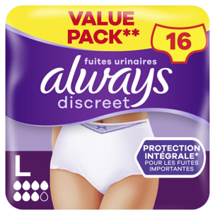 2x16 Culottes pour Fuites Urinaires Always Discreet - Taille L - Plus