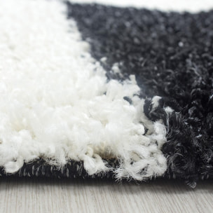 Tapis poils longs shaggy tissé motif damier JOJU