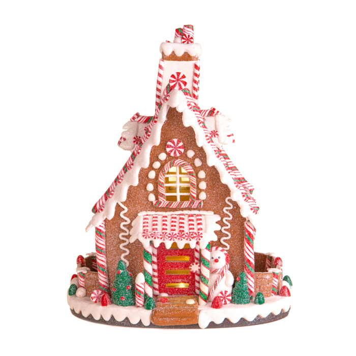 Casa In Stile Ginger Bread Con Led - Pezzi 1 - 24,5X31X19,5 - Colore: Marrone - Bianchi Dino - Articoli Natalizi