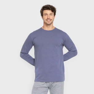 Pijama hombre franela Cuadro Saul Azul