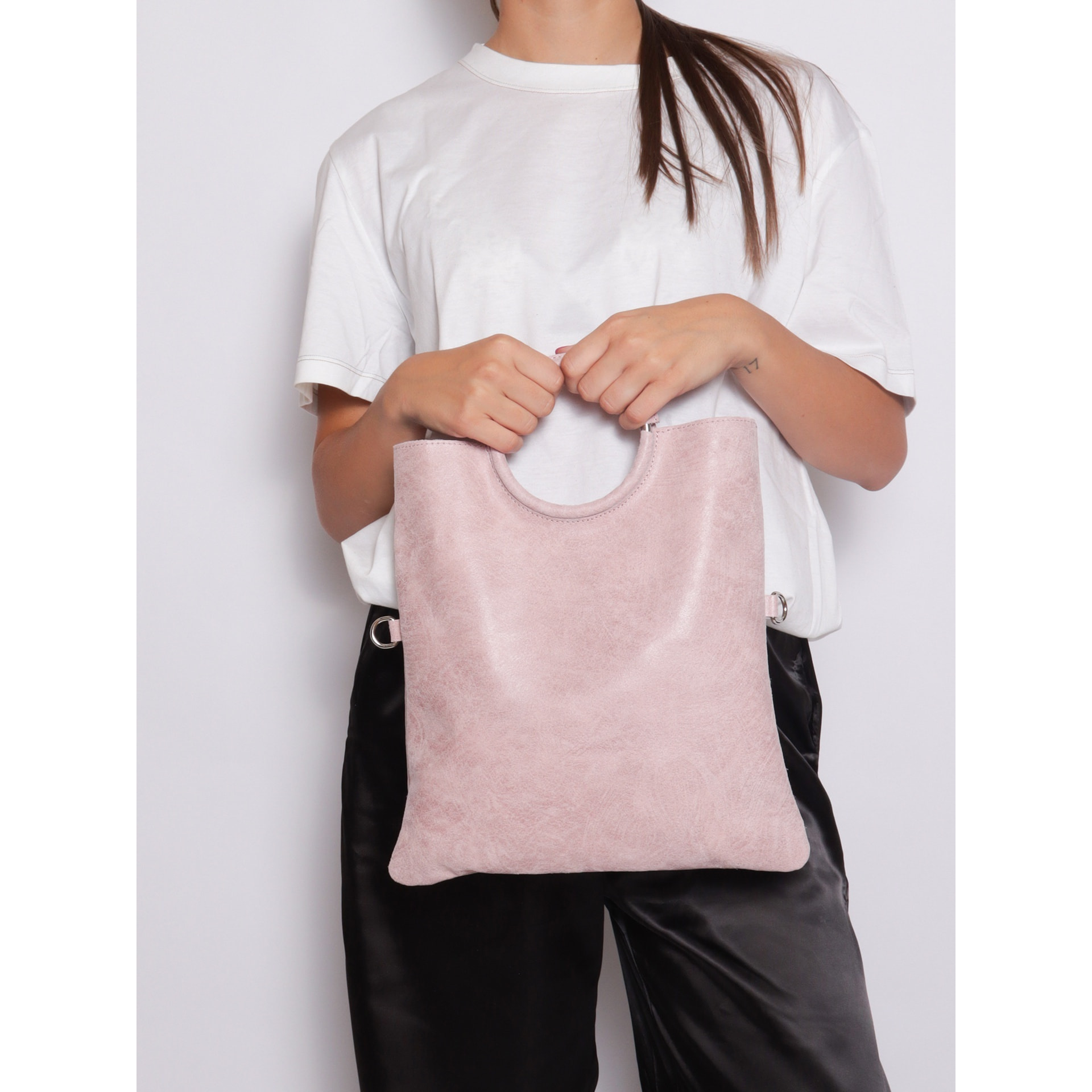 Borsa a mano da donna Made in Italy - Modello Velvet - 100% pelle scamosciata - 29.0 x 30.0 x 1.0 cm