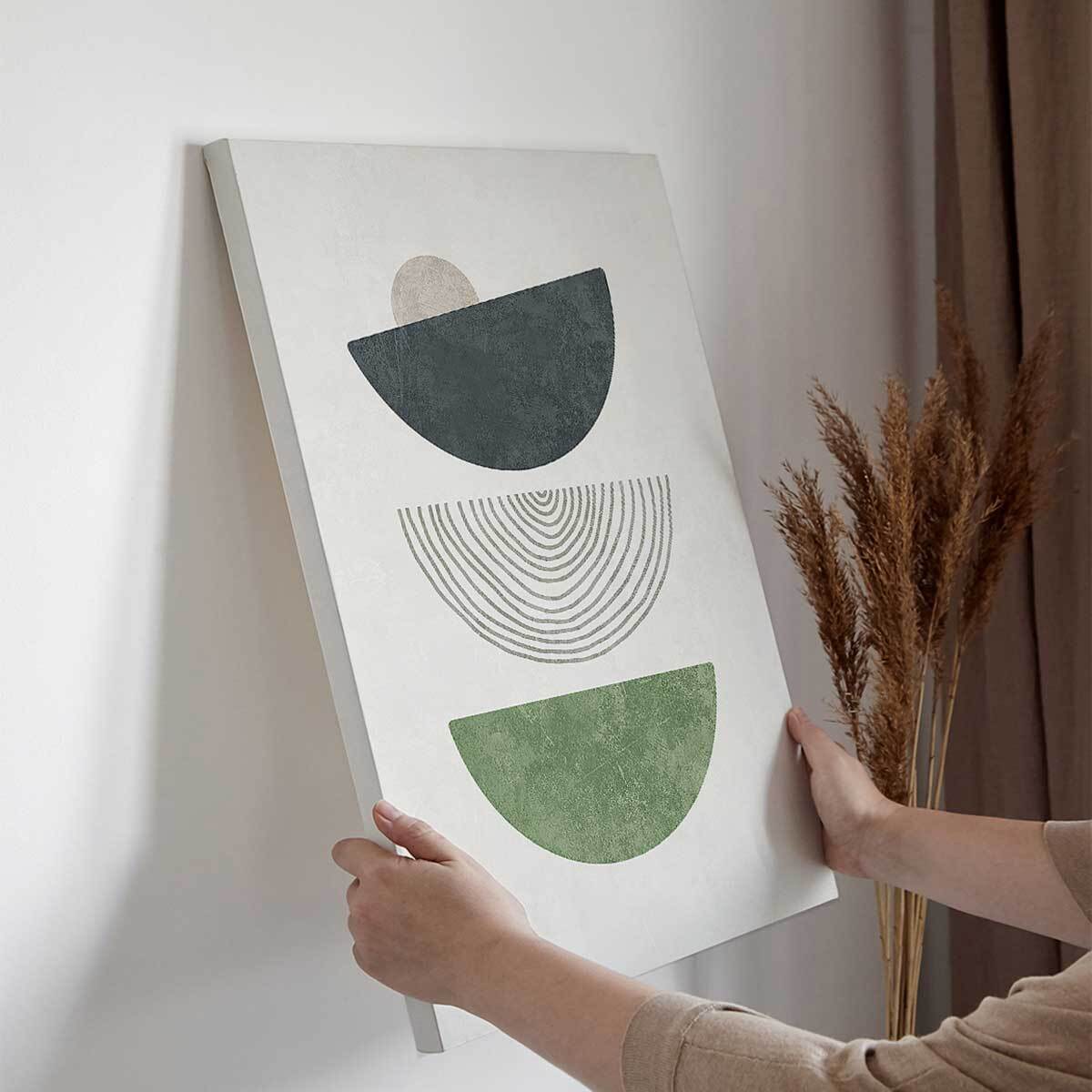 Tableau abstrait formes géométriques vert Toile imprimée