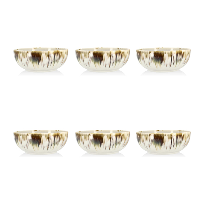 Lot de 6 coupelles abstraites en porcelaine beige 16cm MAKA