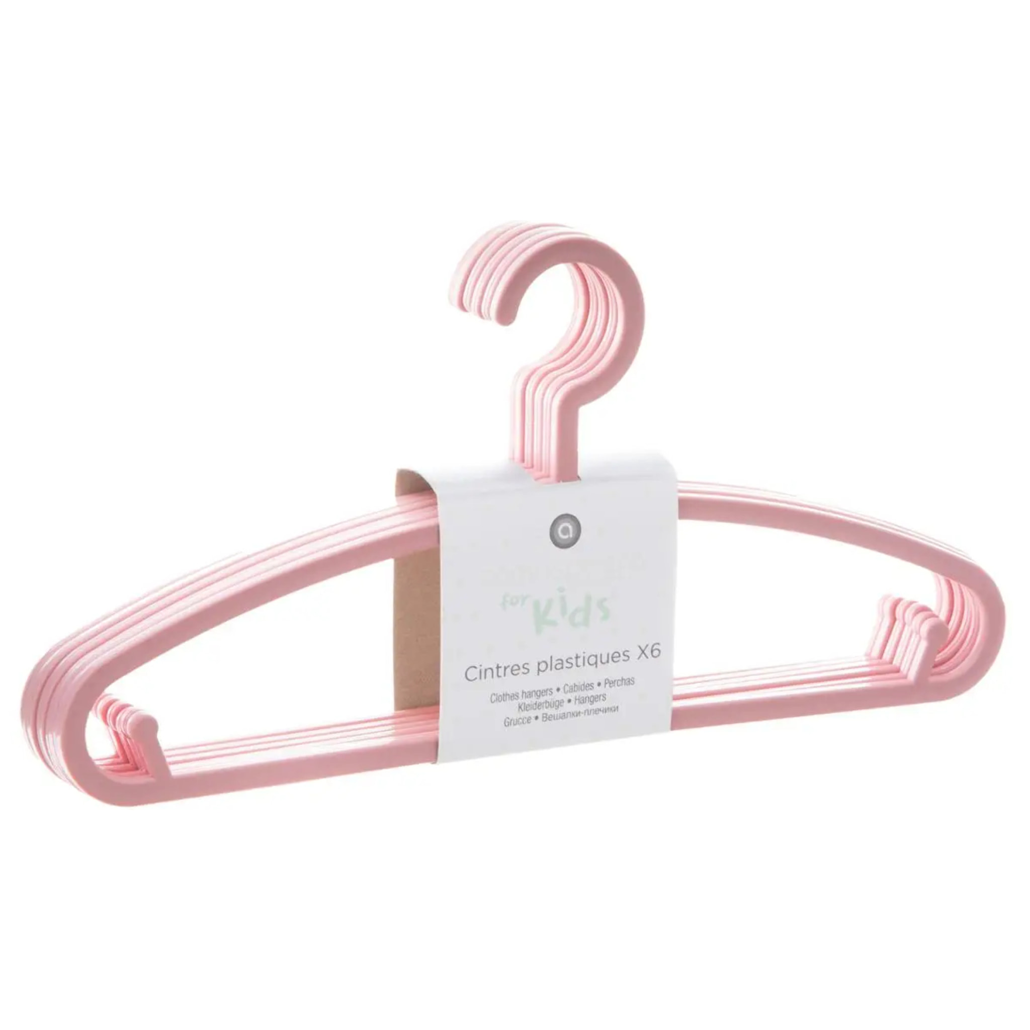 Lot de 6 cintres enfant rose plastique