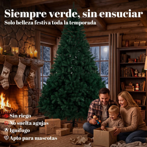 Árbol de Navidad Artificial de 270 cm, Árbol de Navidad de Abeto con Ramas Articuladas, 2418 Puntas de PVC Ignífugo, Montaje Rápido, Soporte de Acero Plegable, Verde