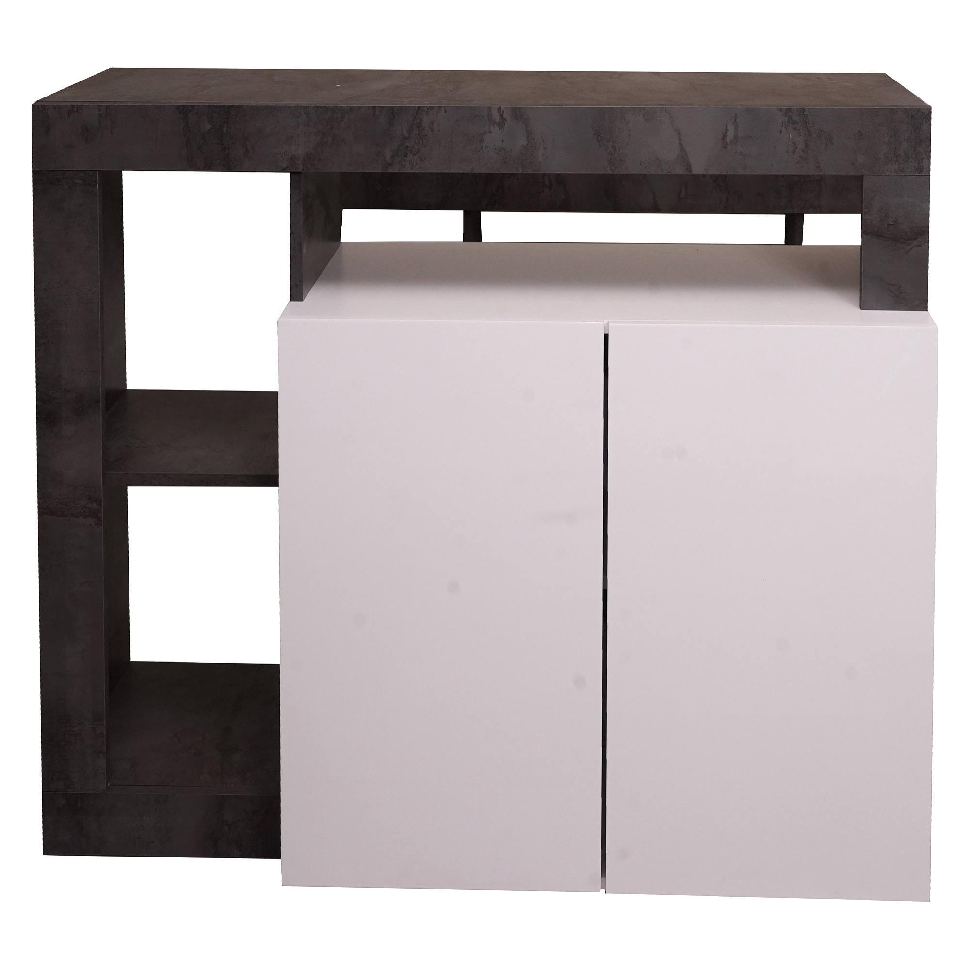 Credenza moderna a 2 ante e scaffali, Mobile da soggiorno porta TV, Buffet da cucina, Madia Made in Italy, cm 108x42xh93, colore Bianco e Ossido