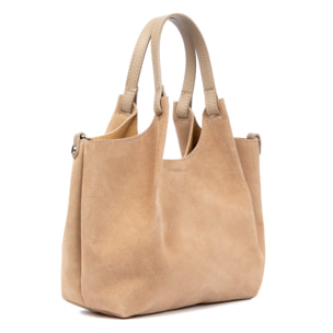 Baragiano bolso tote mujer. Piel auténtica Gamuza.