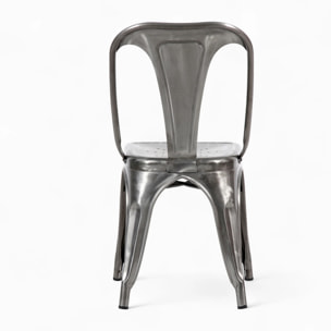 Pack 4 chaises industrielles en métal gris - Indus