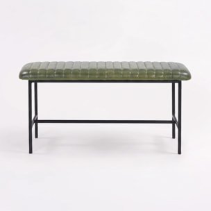 Banc 100 cm en cuir de buffle vert - Émile